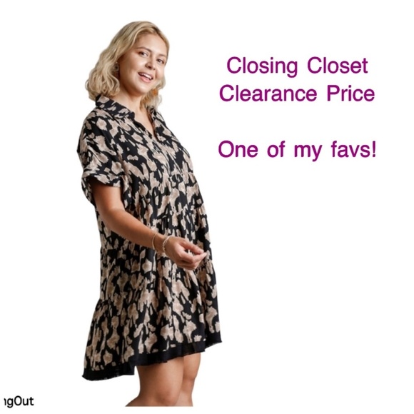 Umgee Dresses & Skirts - CLEARANCE - XL Umgee Women’s Print Tiered Frayed Hem Dress